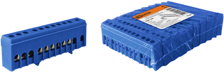 Шина "N" нулевая в синем изоляторе на DIN-рейку 6x9мм 12 групп TDM