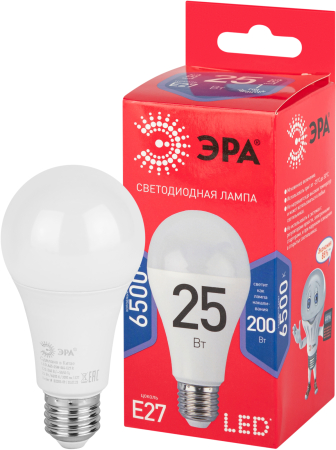 LED A65-25W-865-E27 R ЭРА (диод, груша, 25Вт, холодный, E27) (10/100/1200)