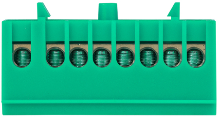 Шина "0" PE (6х9мм) 8 отверстий латунь зеленый изолированный корпус на DIN-рейку EKF PROxima