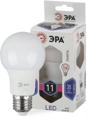 Лампы СВЕТОДИОДНЫЕ СТАНДАРТ LED A60-11W-860-E27  ЭРА (диод, груша, 11Вт, хол, E27)