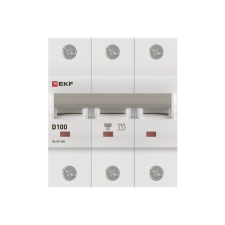 Автоматический выключатель 3P 100А (D) 15кА ВА 47-125 EKF PROxima
