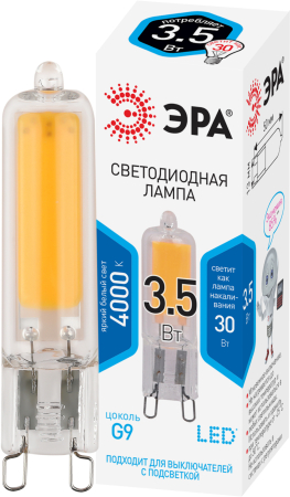 Лампочка светодиодная ЭРА STD LED JCD-3,5W-GL-840-G9 G9 3,5Вт капсула нейтральный белый свет