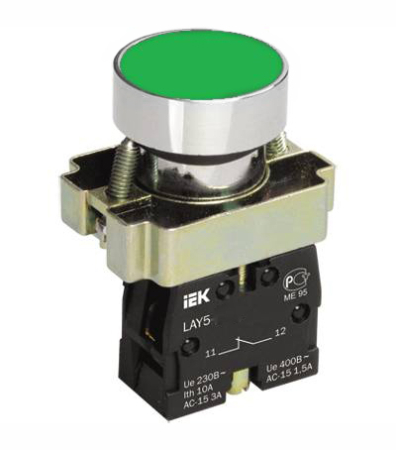 Кнопка управления LAY5-BA31 без подсветки зеленая 1з IEK
