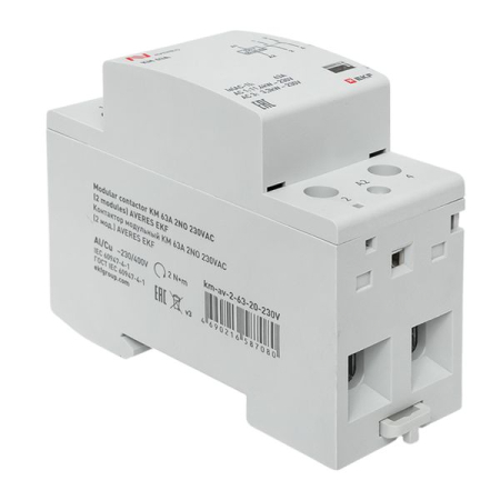 Контактор модульный КМ 63А 2NО 230VAC (2 мод.) AVERES EKF