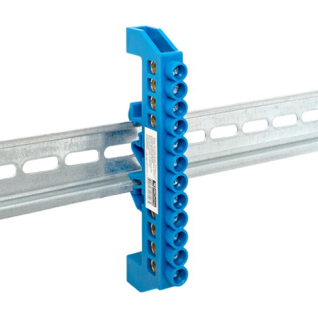 Шина "0" N (8х12мм) 12 отверстий латунь синий нейлоновый корпус комбинированный розничный стикер EKF PROxima