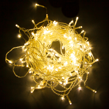 Светодиодная гирлянда Feron CL24 занавес 3*3м  + 3м желтый статичная, c питанием от сети 230V, белый шнур