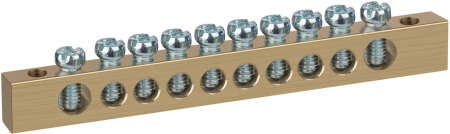 NO-122-22  Шина ЭРА NO-122-22 PEN земля-ноль 8х12мм 10/2 латунная крепеж по краям