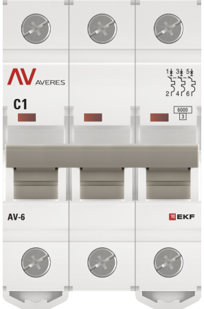 Выключатель автоматический AV-6 3P  1A (C) 6kA EKF AVERES