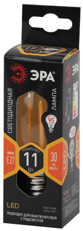 F-LED B35-11w-827-E27 ЭРА (филамент, свеча, 11Вт, тепл, E27) (10/100/5000)