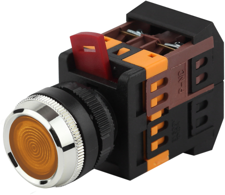 BBT30-ABLFS-K05E  Кнопка ЭРА BBT30-ABLFS-K05E ABLFS-22 желтый d22мм неон 240В 1з+1р