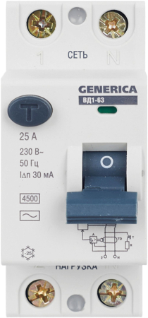 УЗО ВД1-63 2Р 25А 30мА GENERICA