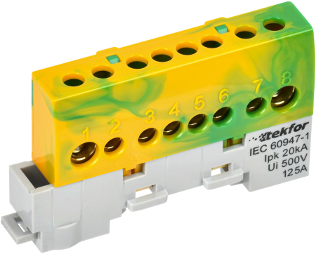 TEKFOR Шина PE "земля" изол. на унив. держ. 8х12-8-ЖЗ IEK