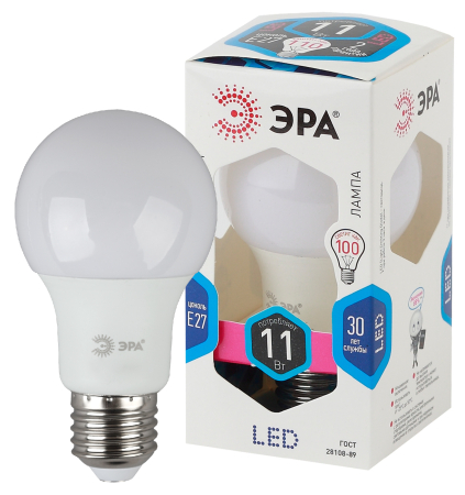 Лампы СВЕТОДИОДНЫЕ СТАНДАРТ LED A60-11W-840-E27  ЭРА (диод, груша, 11Вт, нейтр, E27)