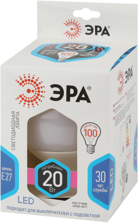 Лампочка светодиодная ЭРА STD LED G125-20W-4000K-E27 E27 / Е27 20Вт шар нейтральный белый свет