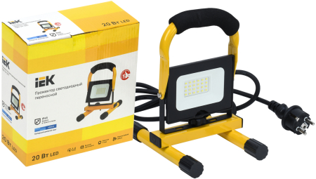 Прожектор LED СДО 06-20П переносной 6500К IP65 черный IEK