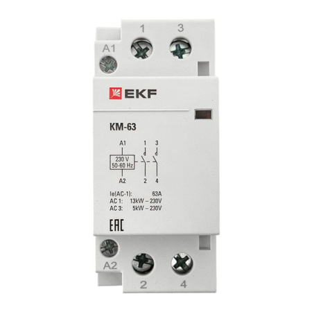 Контактор модульный КМ 63А 2NО (2 мод.) EKF PROxima