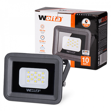 Светодиодный прожектор WFL-10W/06, 5500K, 10 W SMD, IP 65,цвет серый, слим