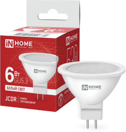 Лампа светодиодная LED-JCDR-VC 6Вт 230В GU5.3 4000К 480Лм IN HOME