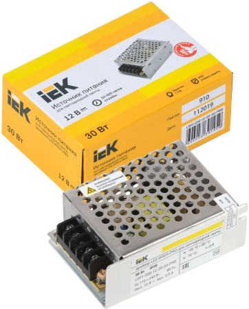Драйвер LED ИПСН-PRO 30Вт 12 В блок - клеммы  IP20 IEK