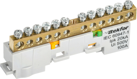 TEKFOR Шина PE "земля" неизол. на унив. держ. 6х9-12-Ж IEK