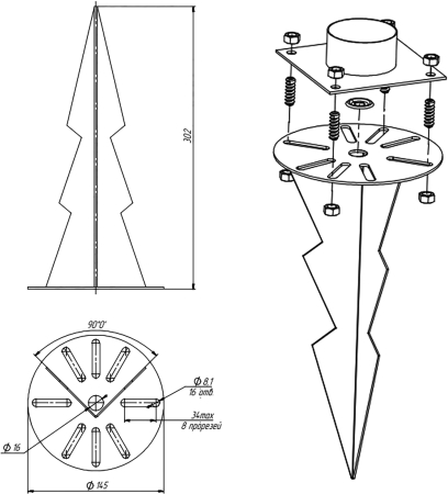 Держатель грунтовый ЭРА ДГ-03 для установки опор под светильники НТУ (шары)