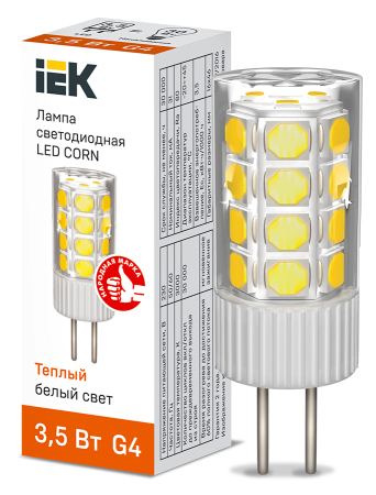 Лампа LED CORN капсула 3,5Вт 230В 3000К керамика G4 IEK