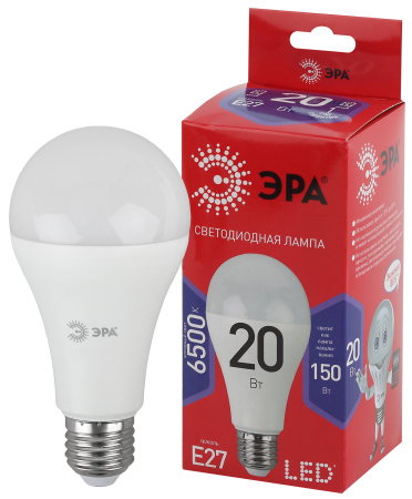 LED A65-20W-865-E27 R ЭРА (диод, груша, 20Вт, хол, E27) (10/100/1200)