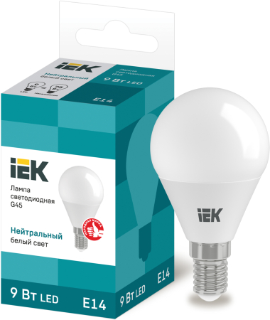 Лампа светодиодная ECO G45 шар 9Вт 230В 4000К E14 IEK