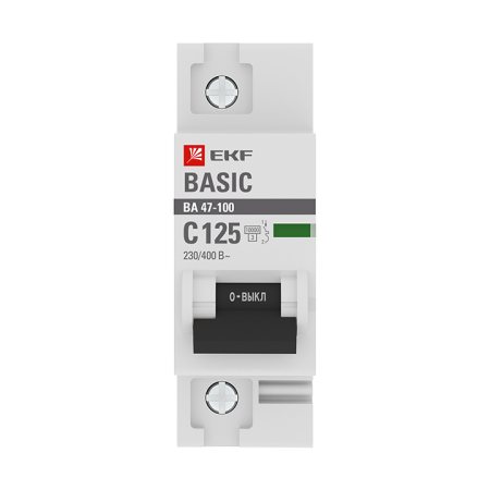 Автоматический выключатель 1P 125А (C) 10kA ВА 47-100 EKF Basic