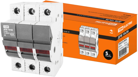 Держатель плавких вставок ДПВ 10х38 3П TDM