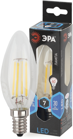Лампа светодиодная Эра F-LED B35-7W-840-E14 (филамент, свеча, 7Вт, нейтр, E14)