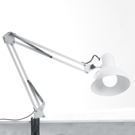 Светильник под лампу Feron DE1430 60W, 230V, патрон E27 на струбцине, белый