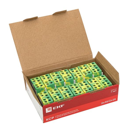 Клемма распределительная КСР с двойным винтом 2x35/2x25 желто-зеленая EKF PROxima