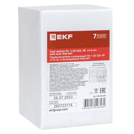 Переключатель кулачковый ПК-1-23 32А 3P "1-0-2" с блокировкой IP65 EKF PROxima
