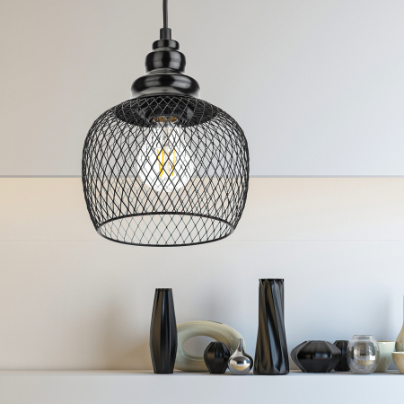 Подвес PL8 BK  ЭРА металл, E27, max 40W, d170 мм, черный