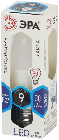 Лампа светодиодная Эра LED B35-9W-840-E27 (диод, свеча, 9Вт, нейтр, E27)