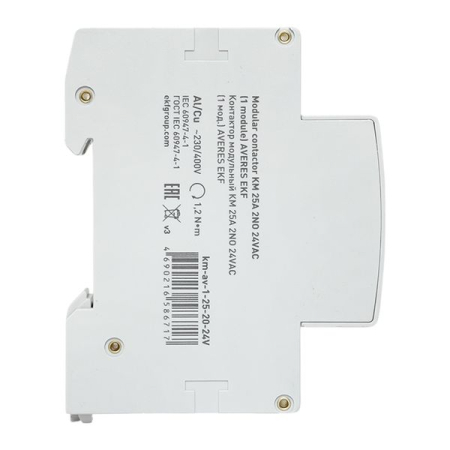 Контактор модульный КМ 25А 2NО 24VAC (1 мод.) AVERES EKF