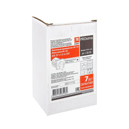 Переключатель кулачковый ПК-1-22 25А 2P "1-0-2" EKF PROxima