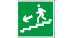 Знак безопасности BL-3015,E14 "Напр, к эвакуац, выходу по лестн, вниз (лев,,)"
