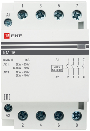 Контактор модульный КМ 16А 4NО (3 мод.) EKF PROxima