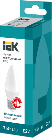 Лампа светодиодная ECO C35 свеча 7Вт 230В 4000К E27 IEK