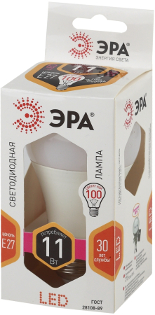 Лампы СВЕТОДИОДНЫЕ СТАНДАРТ LED A60-11W-827-E27  ЭРА (диод, груша, 11Вт, тепл, E27)