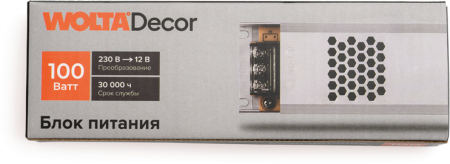 Блок питания WOLTA Decor WLD-100W/01-12V 100Вт 12В IP20 168х53х21мм 1/100