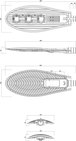 SPP-5-150-5K-W  SPP-5-150-5K-W ЭРА Светодиод. св-к консольный IP65 150Вт 16500лм 5000К 860x330x100 (КСС "Ш")
