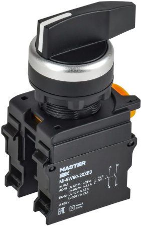 Переключатель длин. ручка 3 полож. 2NO чёрный MASTER IEK