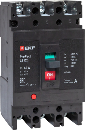 Автоматический выключатель LS125 18кА 3P 63А ProPact EKF