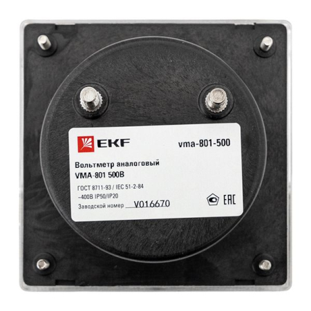 Вольтметр VMA-801 аналоговый на панель (80х80) круглый вырез 500В прямое подкл. EKF PROxima