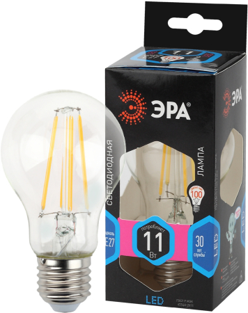 F-LED A60-11W-840-E27 ЭРА (филамент, груша, 11Вт, нейтр, Е27) (10/100/1500)