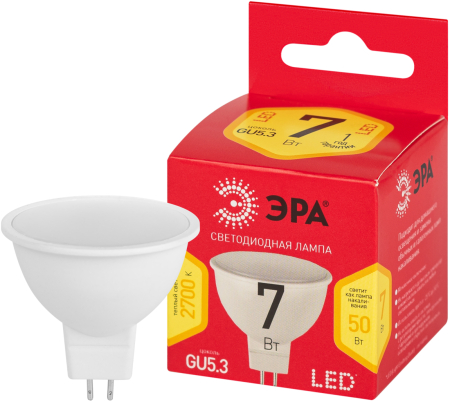 Лампочка светодиодная ЭРА RED LINE LED MR16-7W-827-GU5.3 R GU5.3 7 Вт софит теплый белый свет