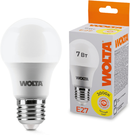 Лампа LED WOLTA A55 7Вт 560лм Е27 3000К   1/50